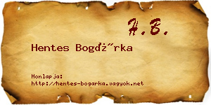 Hentes Bogárka névjegykártya